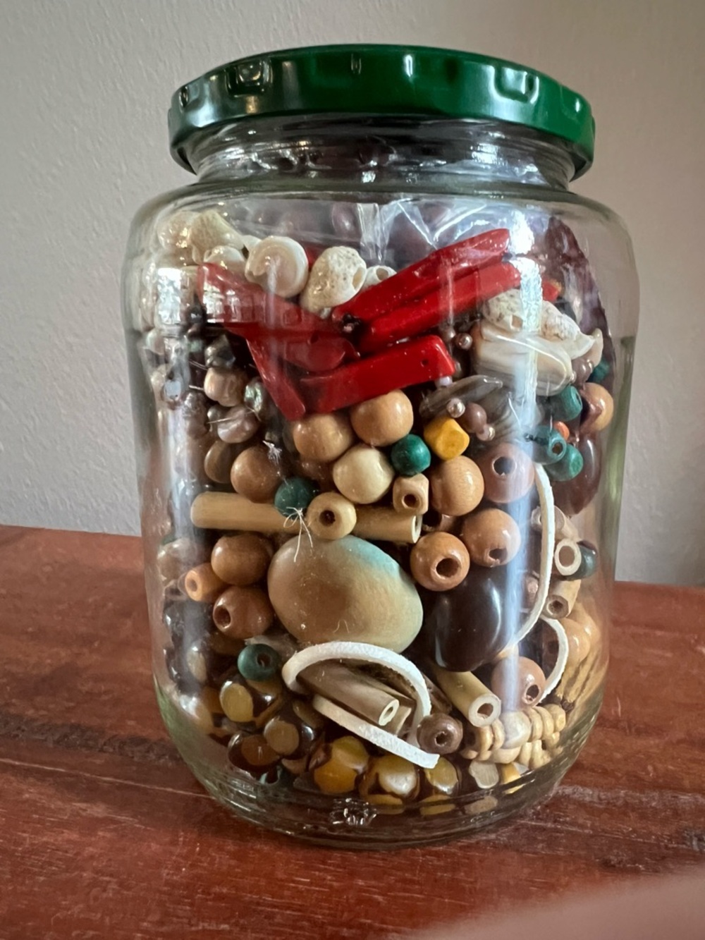 Mystery Jar of Organic Beads Wood Shell Nut Coral Rescued and New Bead Caps - Picture 3 of 6